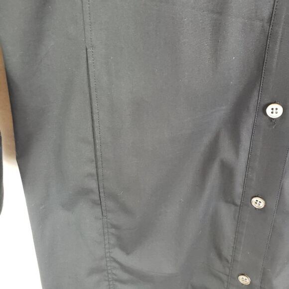 Theory Shirt Dress Women 4 Lannie Black Cotton Stretch Roll Tab Long Sleeve - Picture 4 of 9